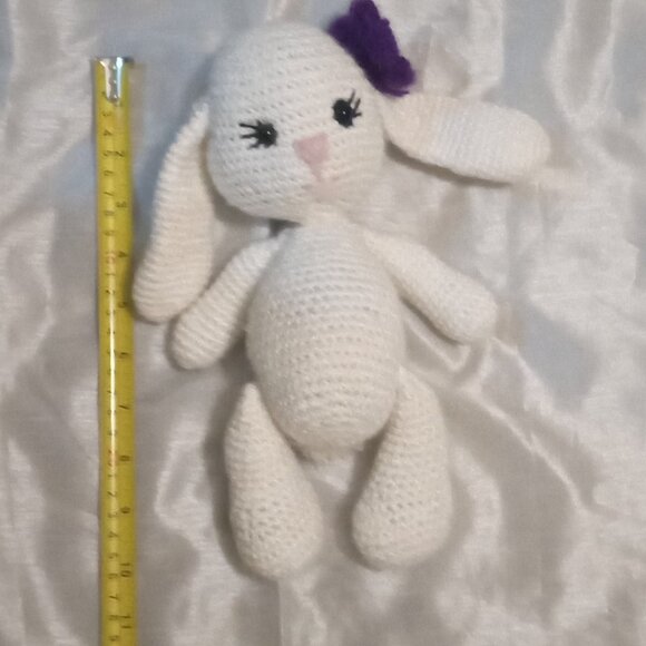 Two handmade crochet-doll and whte poddle w/purple flwr blk outfit pnk complxion - Picture 8 of 8